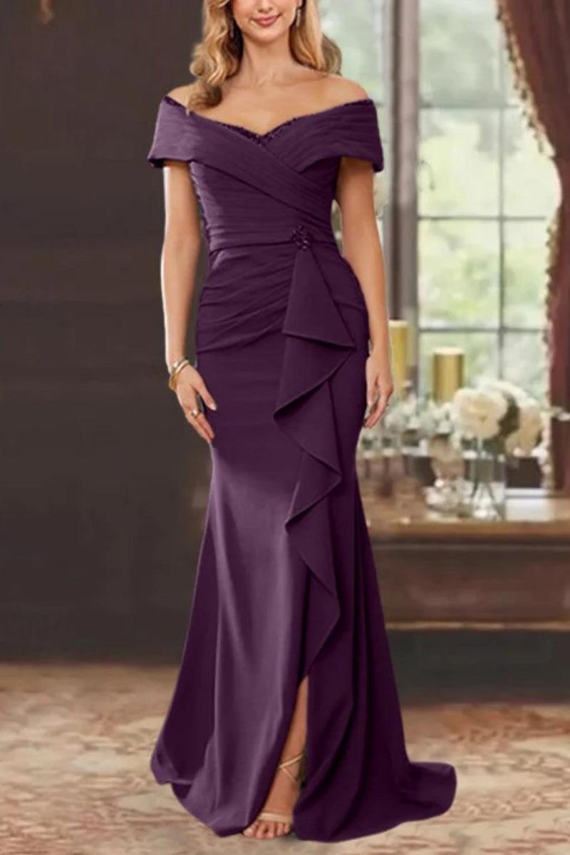 Sheath Off the Shoulder Sleeveless Floor Length Mother Dresses CM0379 - COCOMELODY