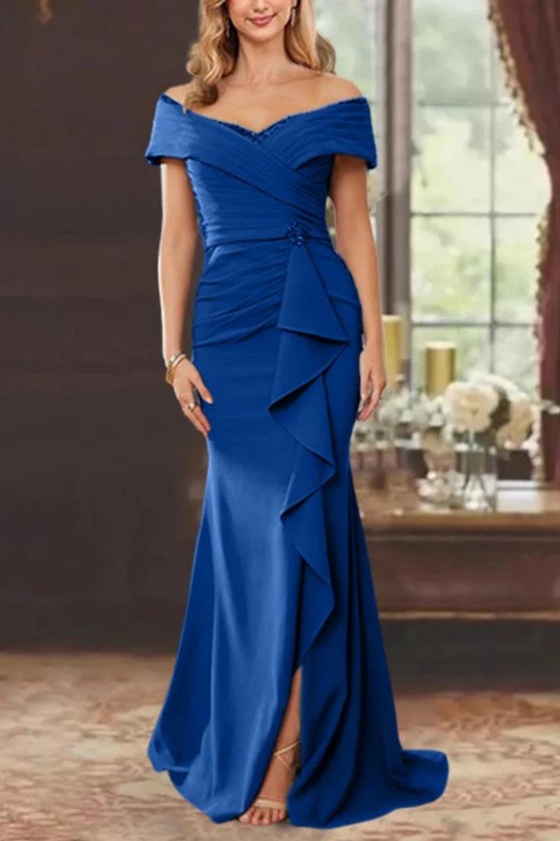 Sheath Off the Shoulder Sleeveless Floor Length Mother Dresses CM0379 - COCOMELODY