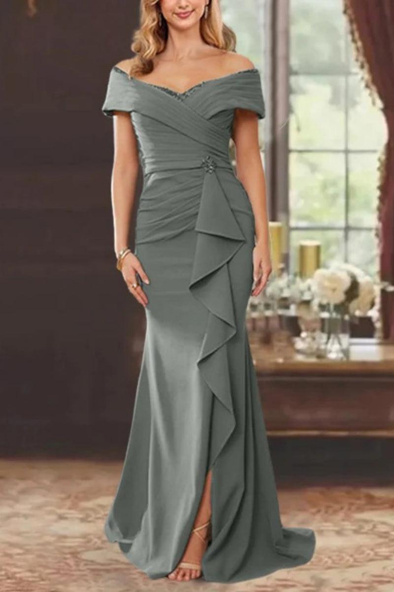 Sheath Off the Shoulder Sleeveless Floor Length Mother Dresses CM0379 - COCOMELODY