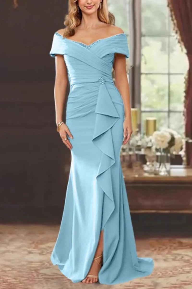 Sheath Off the Shoulder Sleeveless Floor Length Mother Dresses CM0379 - COCOMELODY