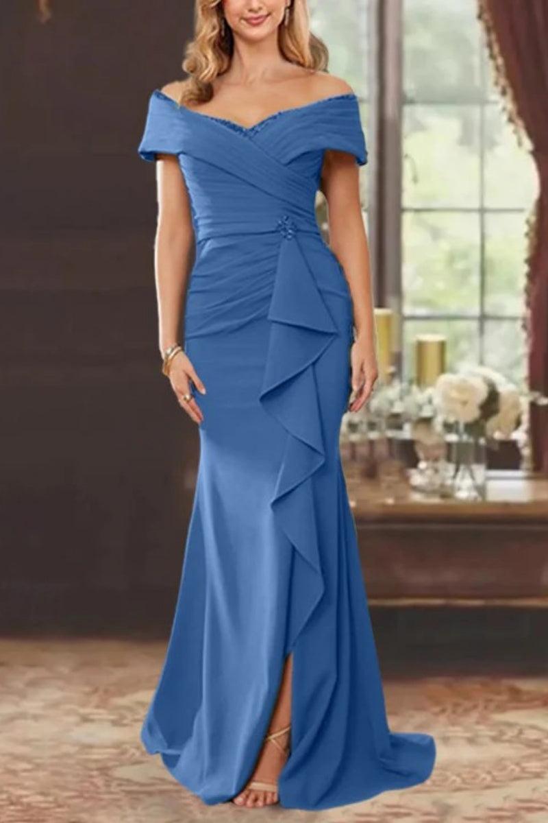 Sheath Off the Shoulder Sleeveless Floor Length Mother Dresses CM0379 - COCOMELODY