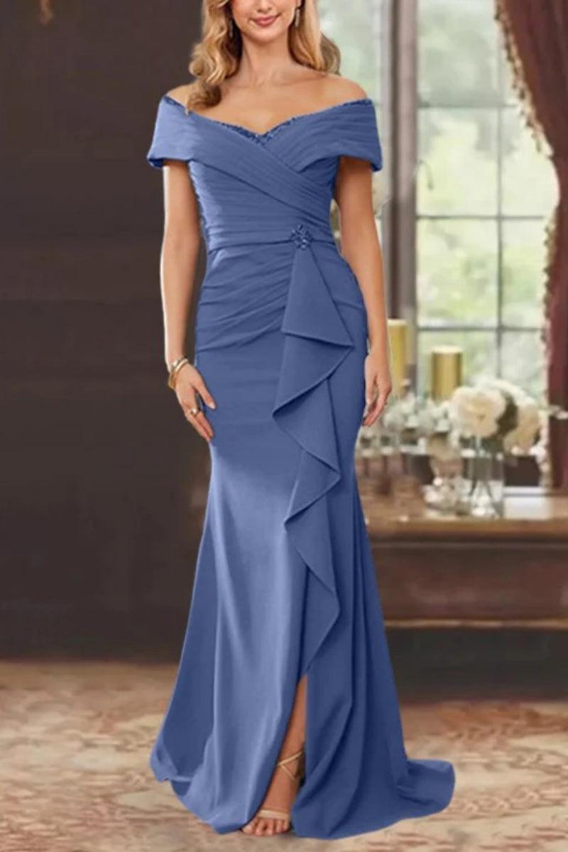 Sheath Off the Shoulder Sleeveless Floor Length Mother Dresses CM0379 - COCOMELODY