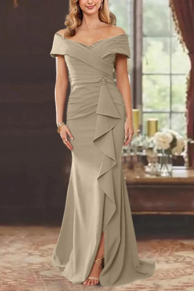 Sheath Off the Shoulder Sleeveless Floor Length Mother Dresses CM0379 - COCOMELODY