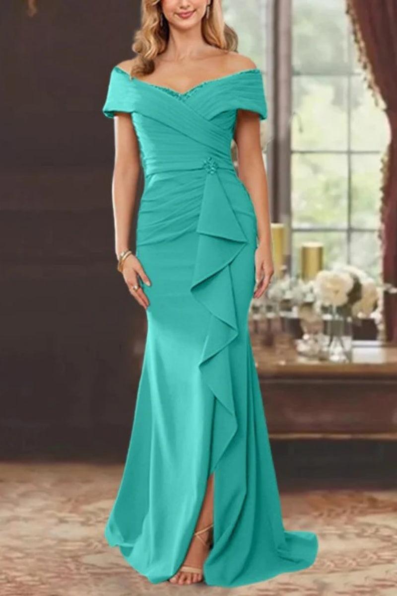 Sheath Off the Shoulder Sleeveless Floor Length Mother Dresses CM0379 - COCOMELODY
