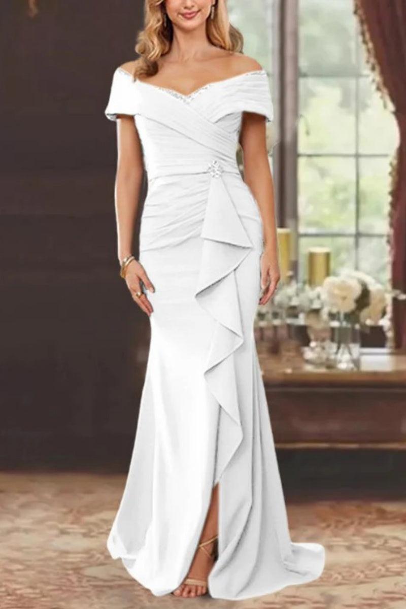Sheath Off the Shoulder Sleeveless Floor Length Mother Dresses CM0379 - COCOMELODY