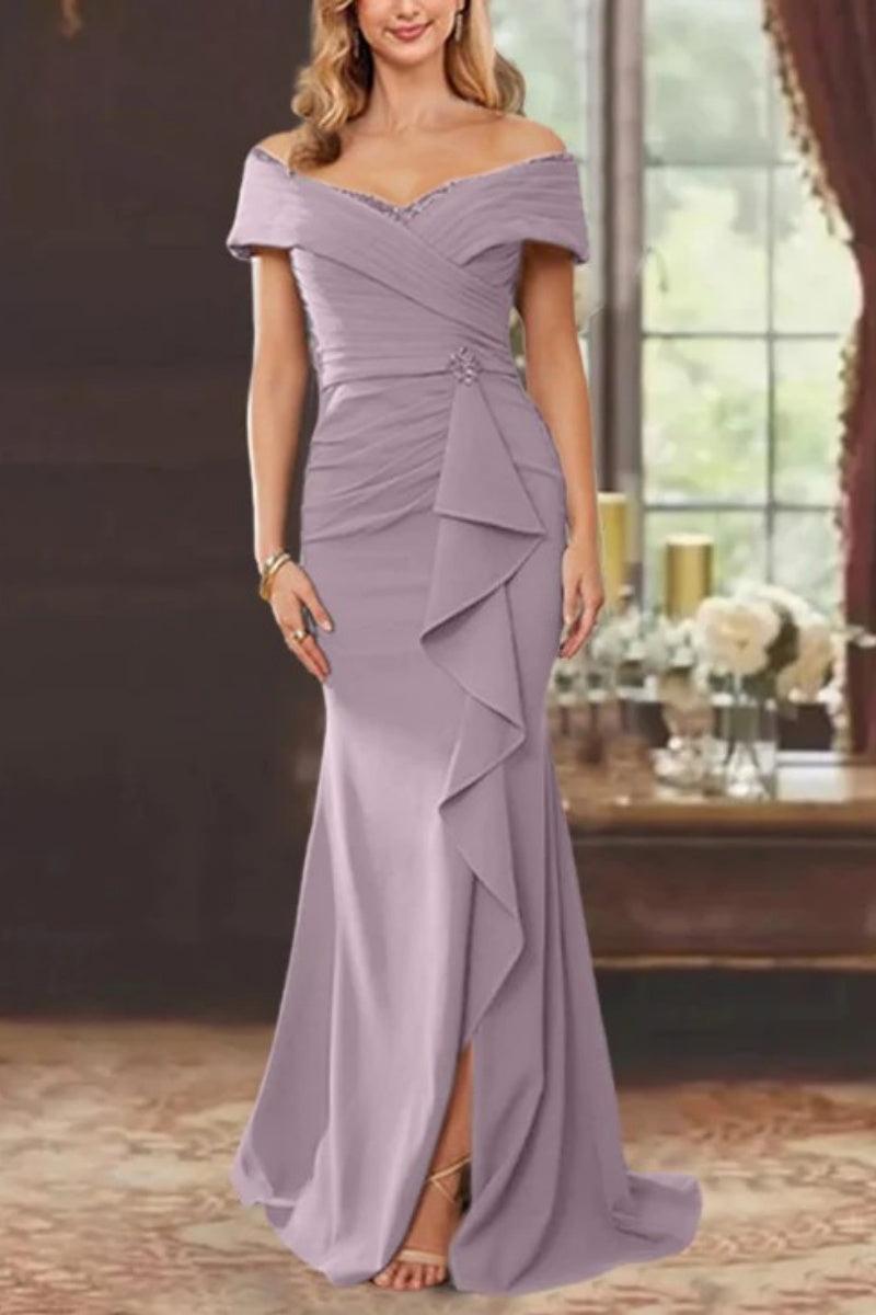 Sheath Off the Shoulder Sleeveless Floor Length Mother Dresses CM0379 - COCOMELODY