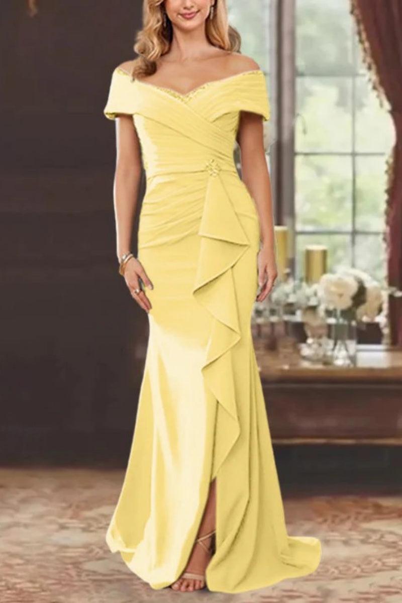 Sheath Off the Shoulder Sleeveless Floor Length Mother Dresses CM0379 - COCOMELODY