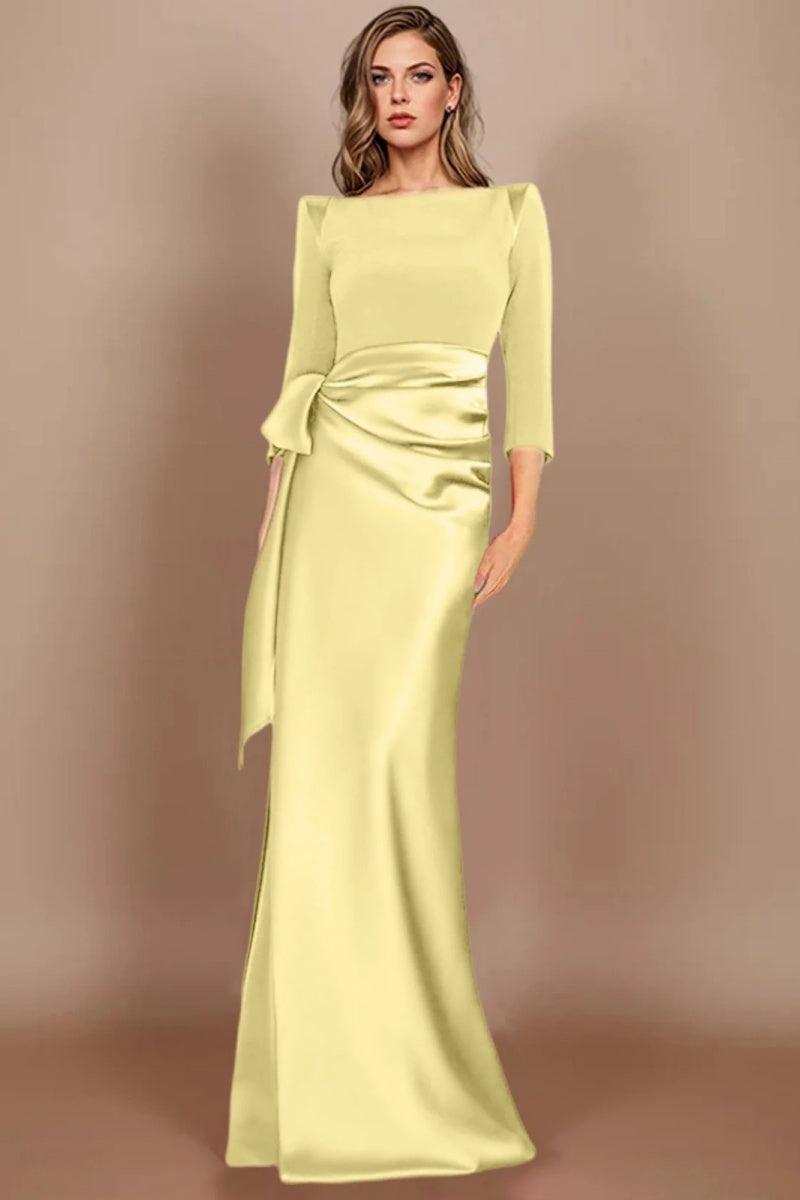 Sheath Scoop 3/4 Length Sleeves Floor Length Mother Dresses CM0380 - COCOMELODY