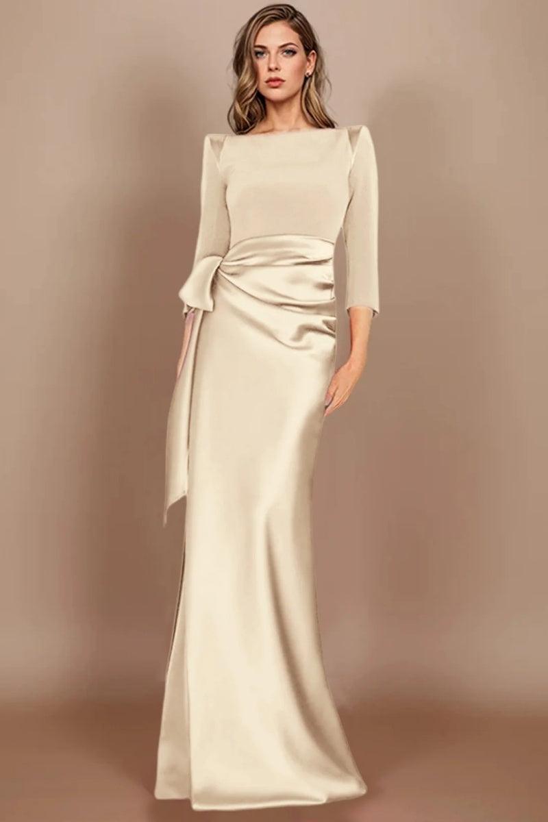 Sheath Scoop 3/4 Length Sleeves Floor Length Mother Dresses CM0380 - COCOMELODY