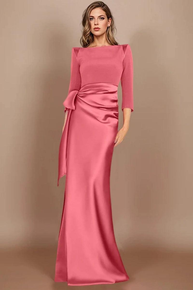 Sheath Scoop 3/4 Length Sleeves Floor Length Mother Dresses CM0380 - COCOMELODY