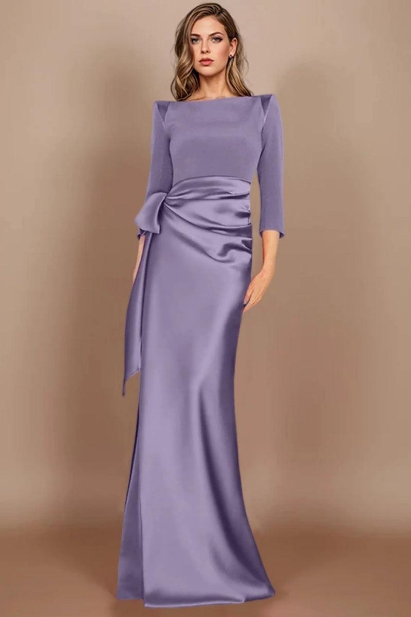Sheath Scoop 3/4 Length Sleeves Floor Length Mother Dresses CM0380 - COCOMELODY