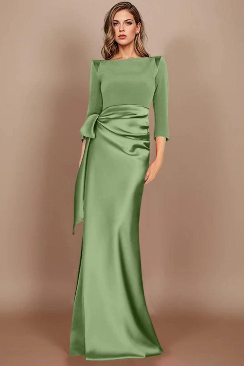 Sheath Scoop 3/4 Length Sleeves Floor Length Mother Dresses CM0380 - COCOMELODY