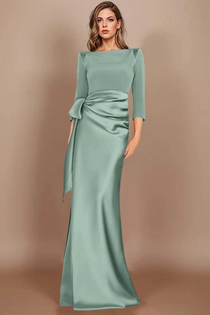 Sheath Scoop 3/4 Length Sleeves Floor Length Mother Dresses CM0380 - COCOMELODY