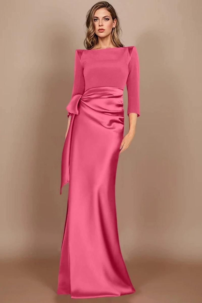 Sheath Scoop 3/4 Length Sleeves Floor Length Mother Dresses CM0380 - COCOMELODY