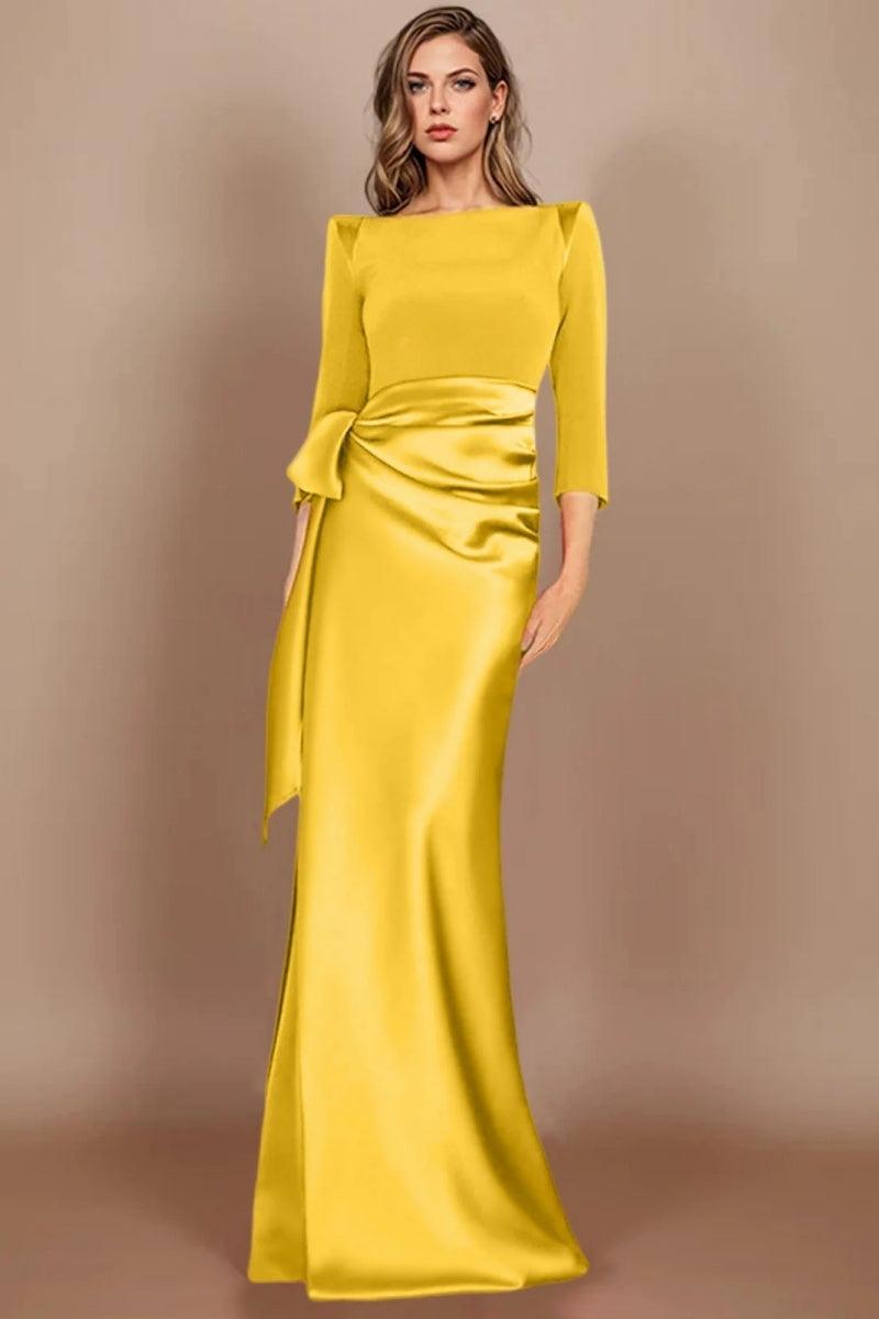 Sheath Scoop 3/4 Length Sleeves Floor Length Mother Dresses CM0380 - COCOMELODY