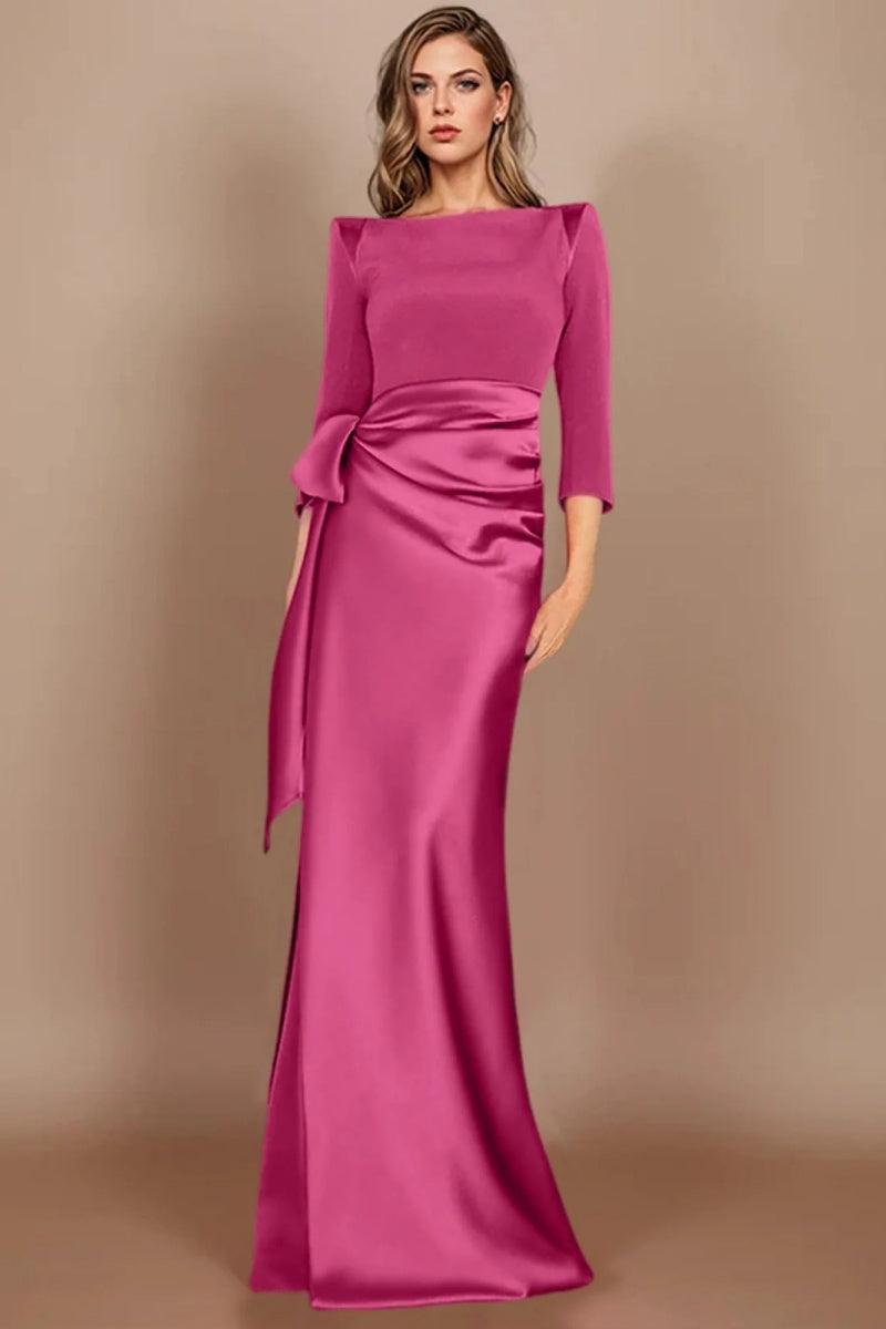 Sheath Scoop 3/4 Length Sleeves Floor Length Mother Dresses CM0380 - COCOMELODY