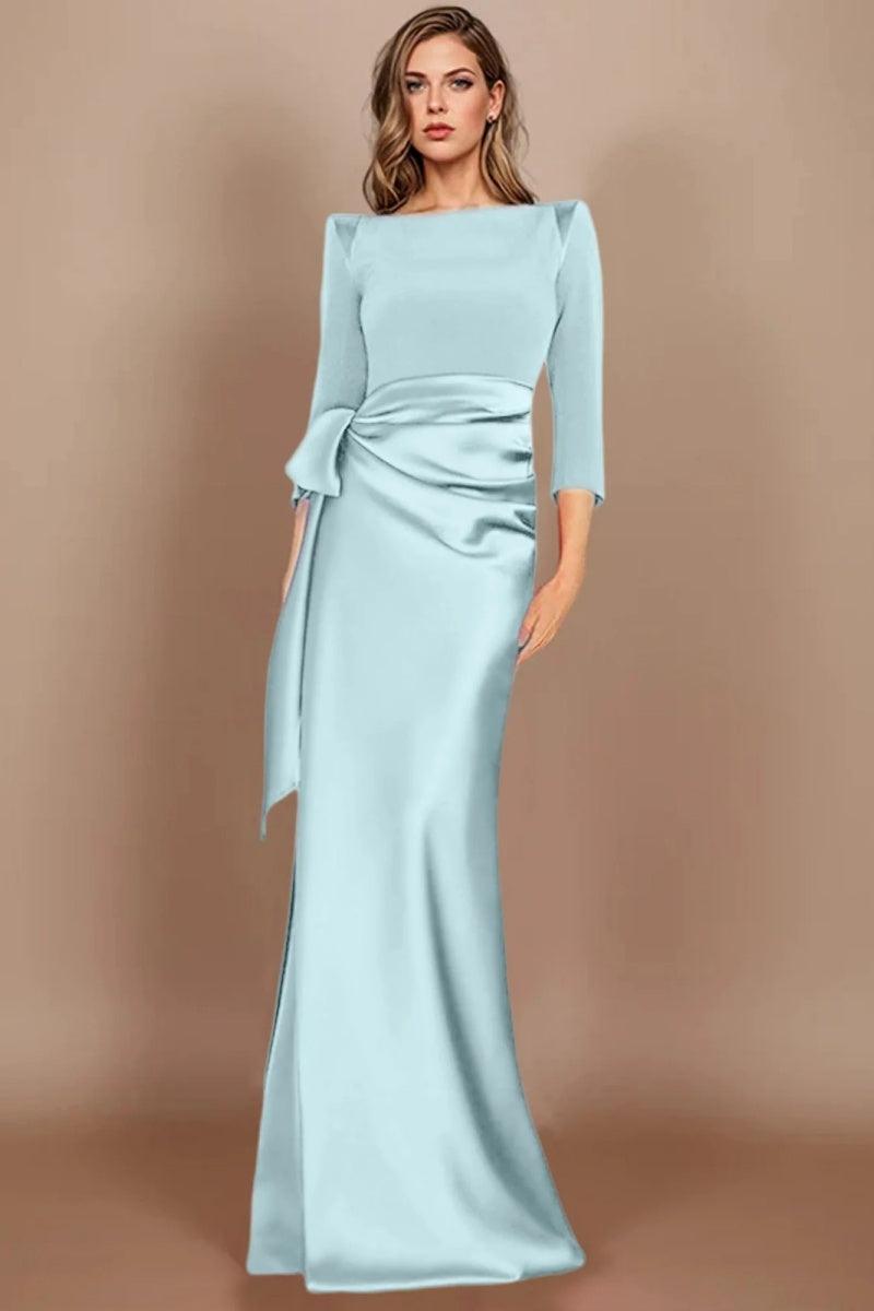 Sheath Scoop 3/4 Length Sleeves Floor Length Mother Dresses CM0380 - COCOMELODY