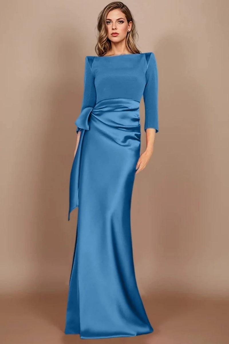 Sheath Scoop 3/4 Length Sleeves Floor Length Mother Dresses CM0380 - COCOMELODY
