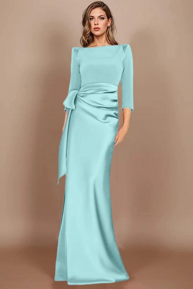Sheath Scoop 3/4 Length Sleeves Floor Length Mother Dresses CM0380 - COCOMELODY