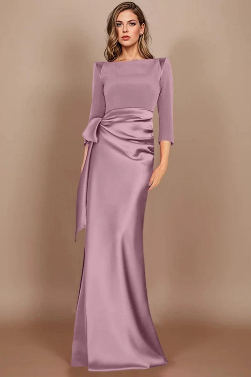 Sheath Scoop 3/4 Length Sleeves Floor Length Mother Dresses CM0380 - COCOMELODY