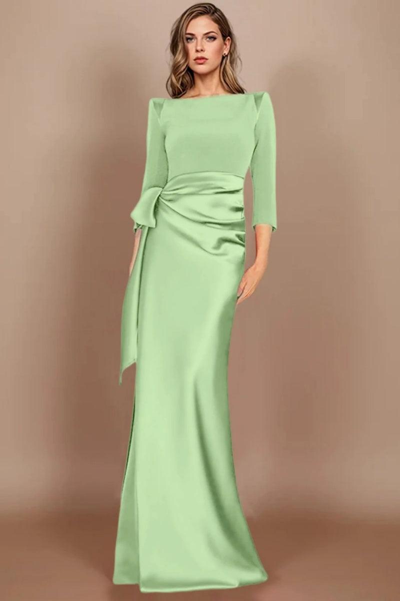 Sheath Scoop 3/4 Length Sleeves Floor Length Mother Dresses CM0380 - COCOMELODY