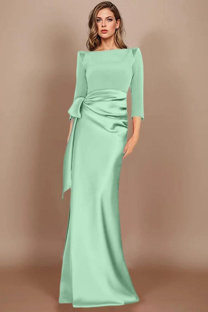 Sheath Scoop 3/4 Length Sleeves Floor Length Mother Dresses CM0380 - COCOMELODY