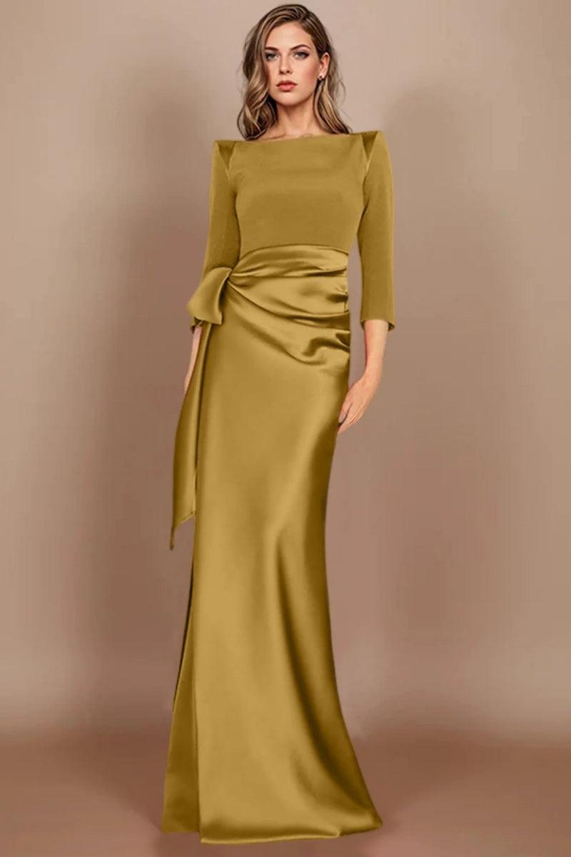 Sheath Scoop 3/4 Length Sleeves Floor Length Mother Dresses CM0380 - COCOMELODY