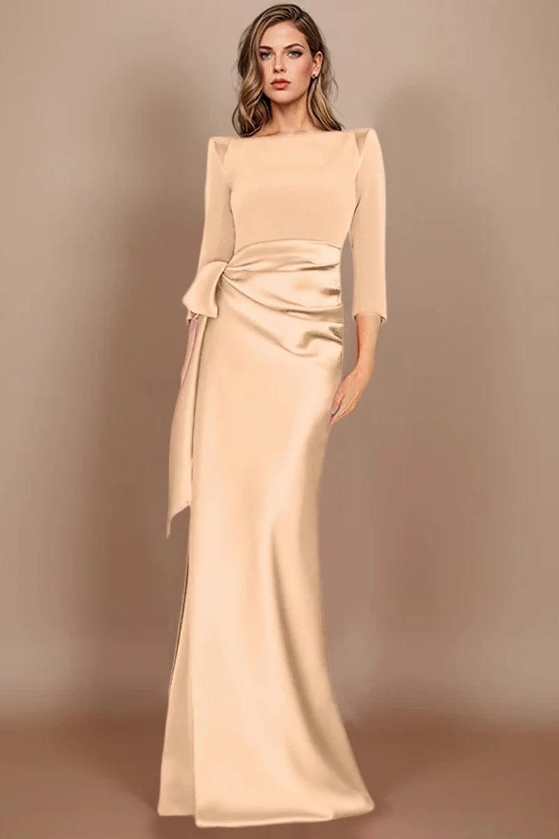 Sheath Scoop 3/4 Length Sleeves Floor Length Mother Dresses CM0380 - COCOMELODY