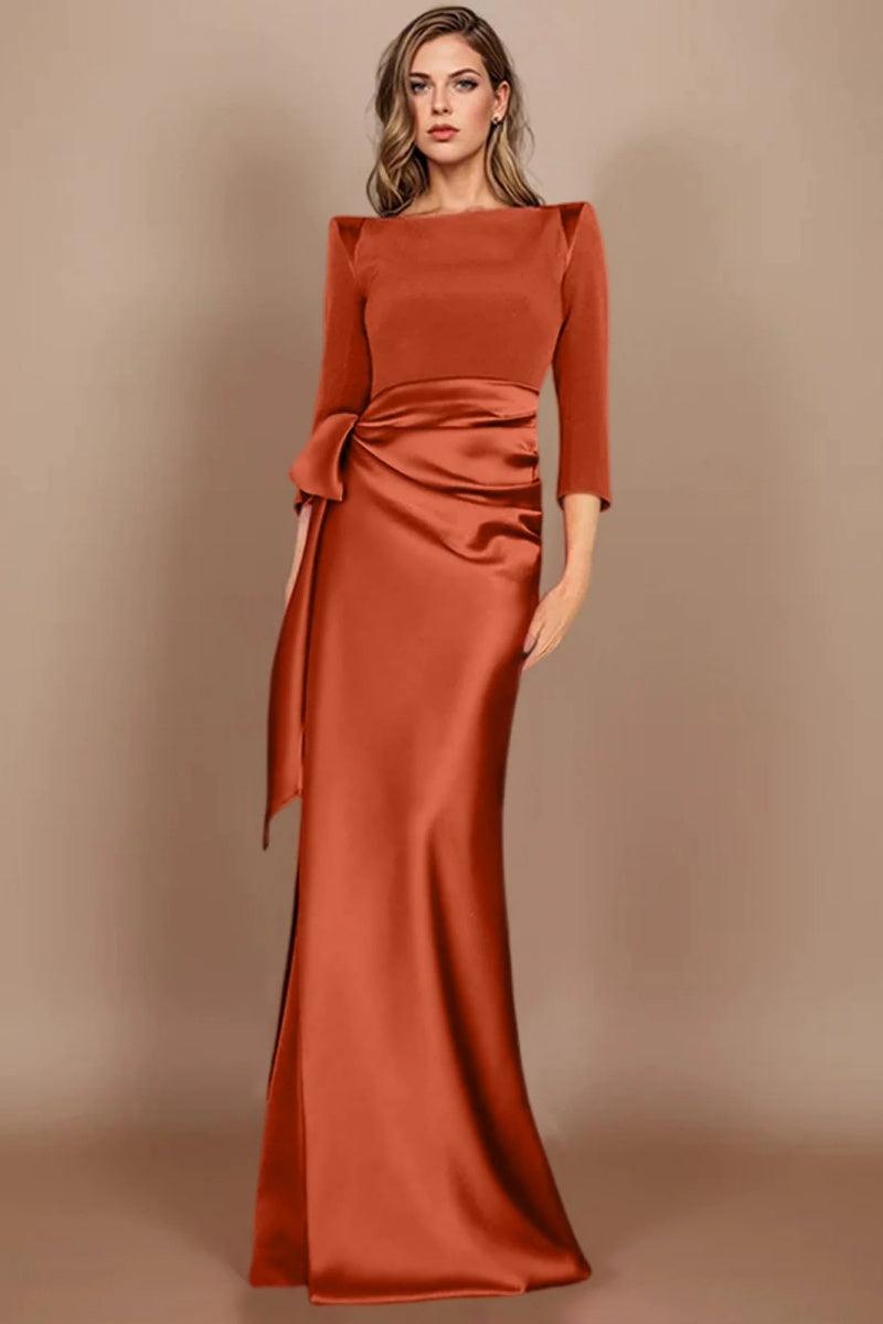 Sheath Scoop 3/4 Length Sleeves Floor Length Mother Dresses CM0380 - COCOMELODY