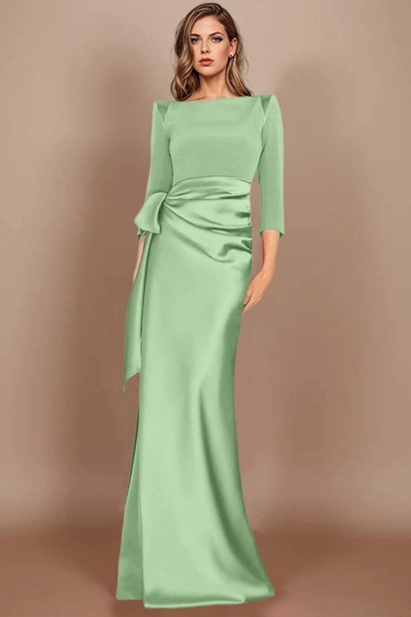 Sheath Scoop 3/4 Length Sleeves Floor Length Mother Dresses CM0380 - COCOMELODY