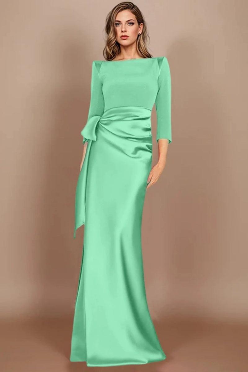 Sheath Scoop 3/4 Length Sleeves Floor Length Mother Dresses CM0380 - COCOMELODY