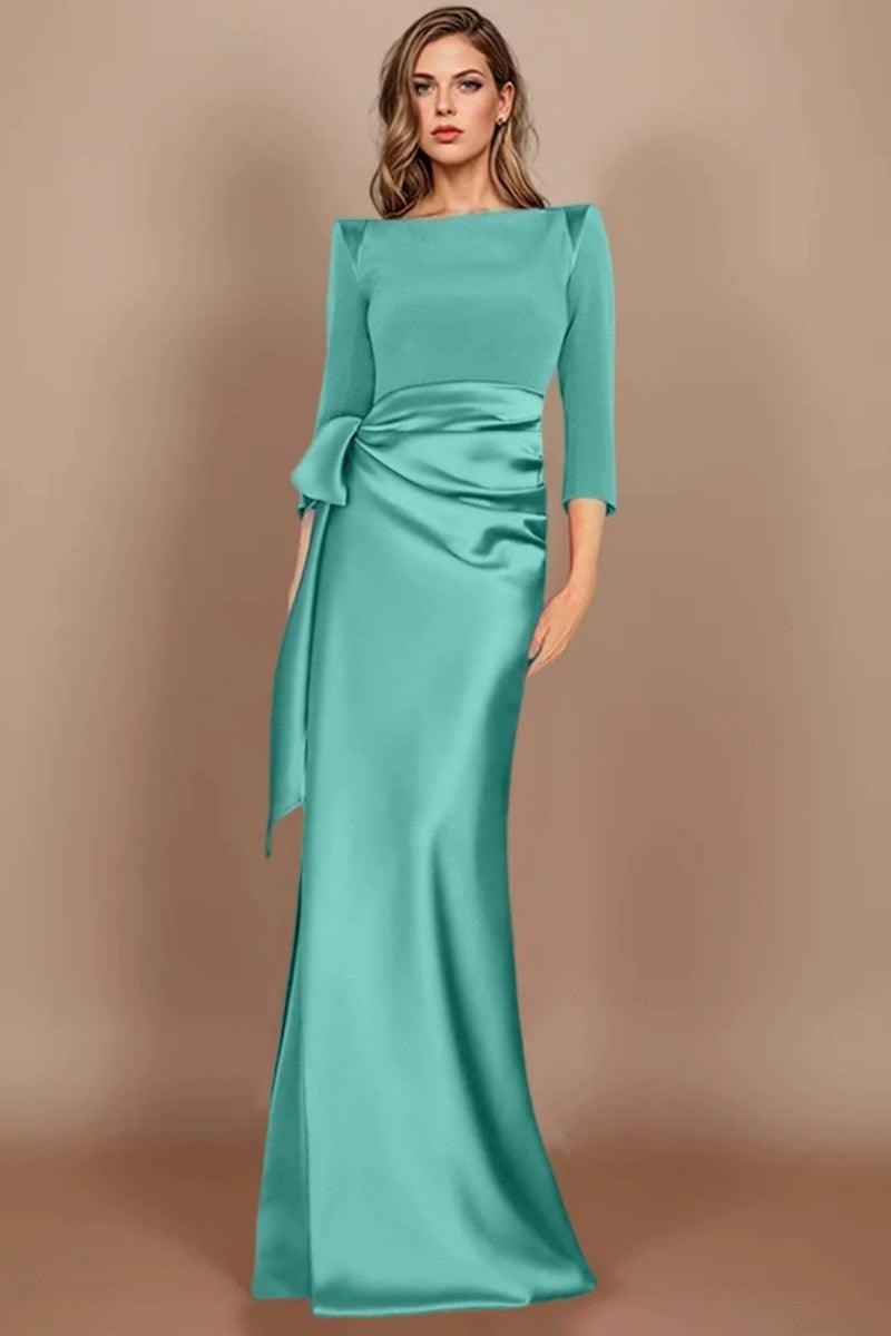 Sheath Scoop 3/4 Length Sleeves Floor Length Mother Dresses CM0380 - COCOMELODY