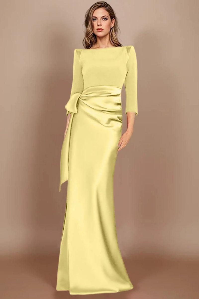 Sheath Scoop 3/4 Length Sleeves Floor Length Mother Dresses CM0380 - COCOMELODY