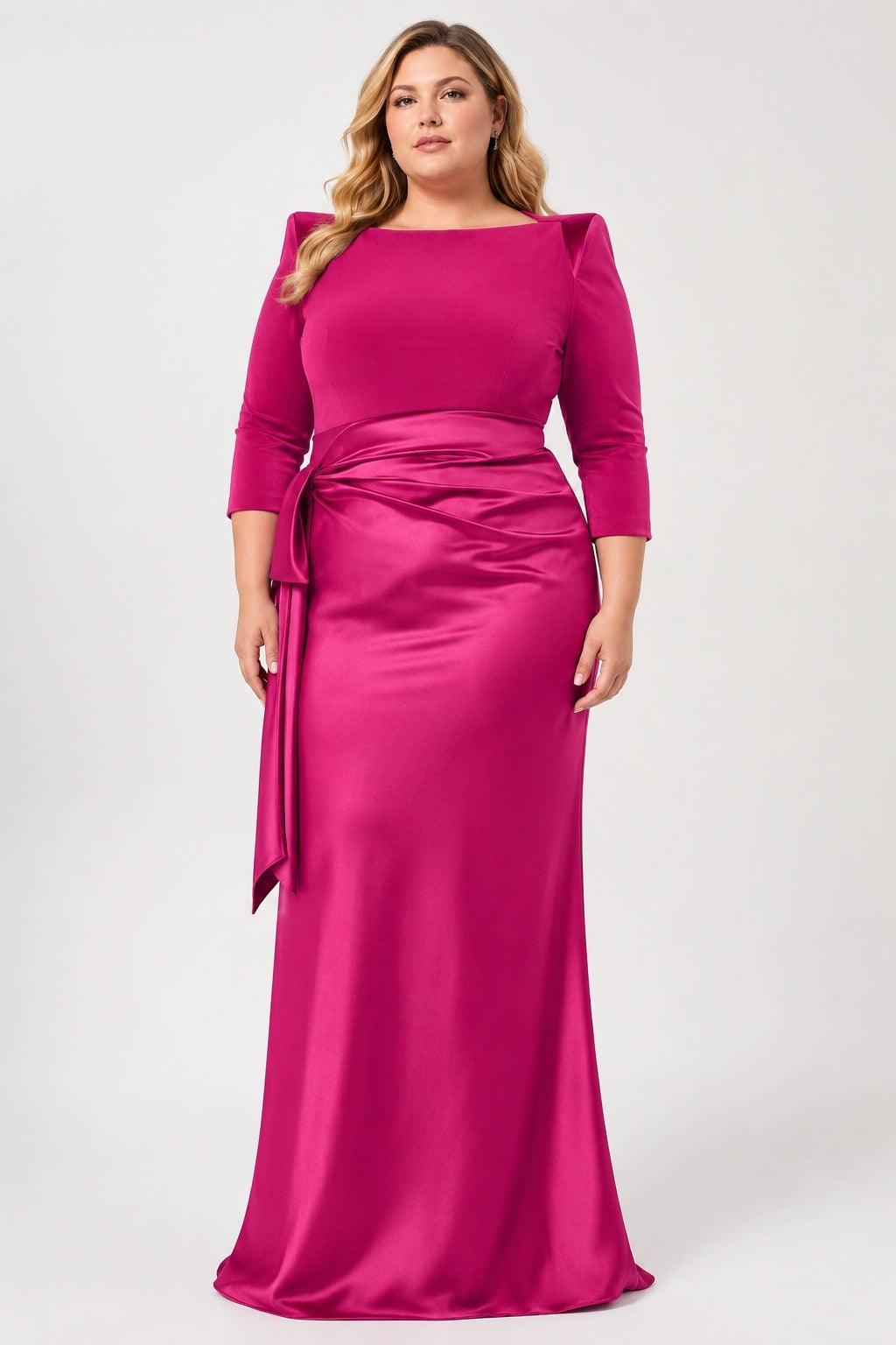 Sheath Scoop 3/4 Length Sleeves Floor Length Mother Dresses CM0380