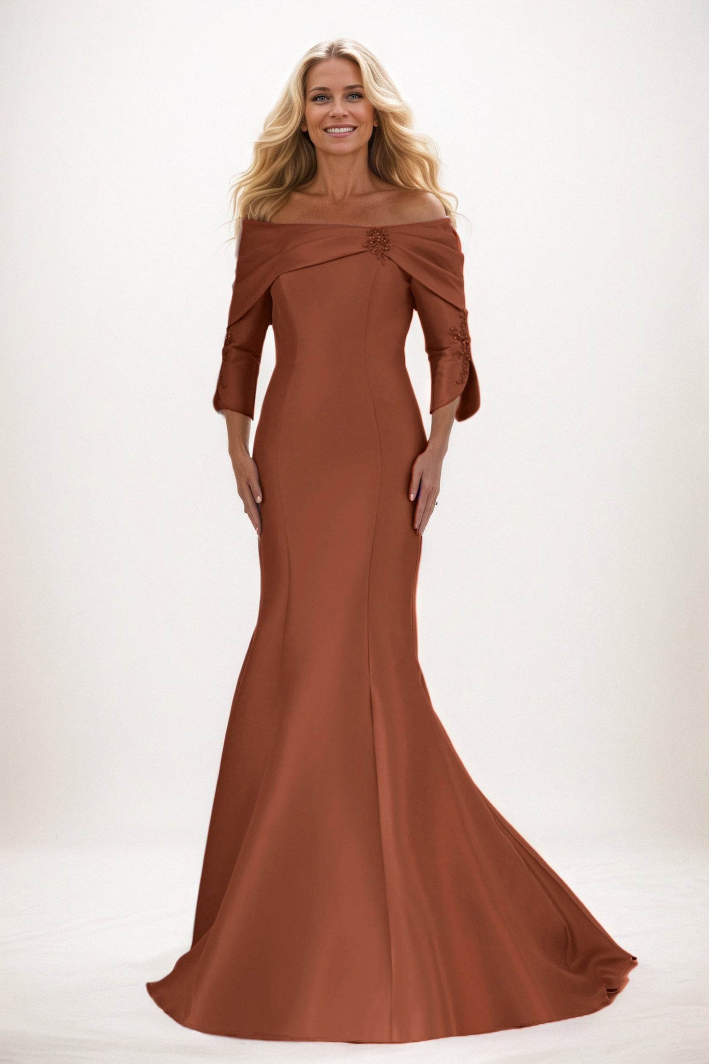 Trumpet-Mermaid Maxi Satin Mother of the Bride Dresses CM0381 - COCOMELODY