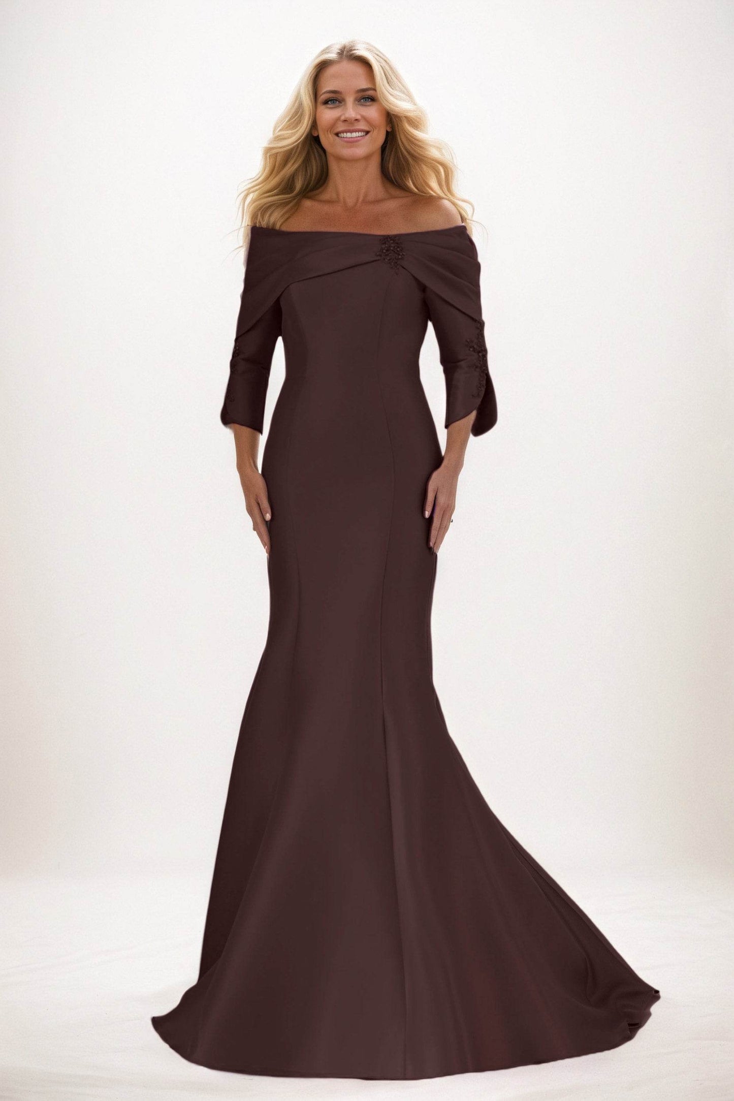 Trumpet-Mermaid Maxi Satin Mother of the Bride Dresses CM0381 - COCOMELODY