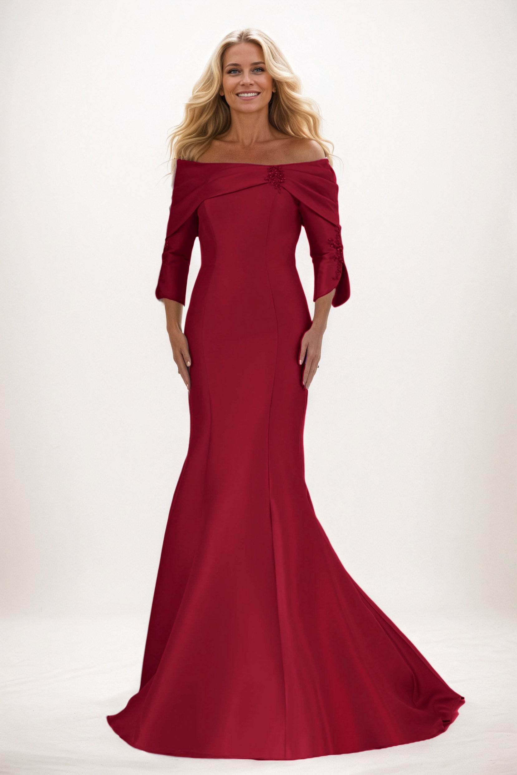 Trumpet-Mermaid Maxi Satin Mother of the Bride Dresses CM0381 - COCOMELODY