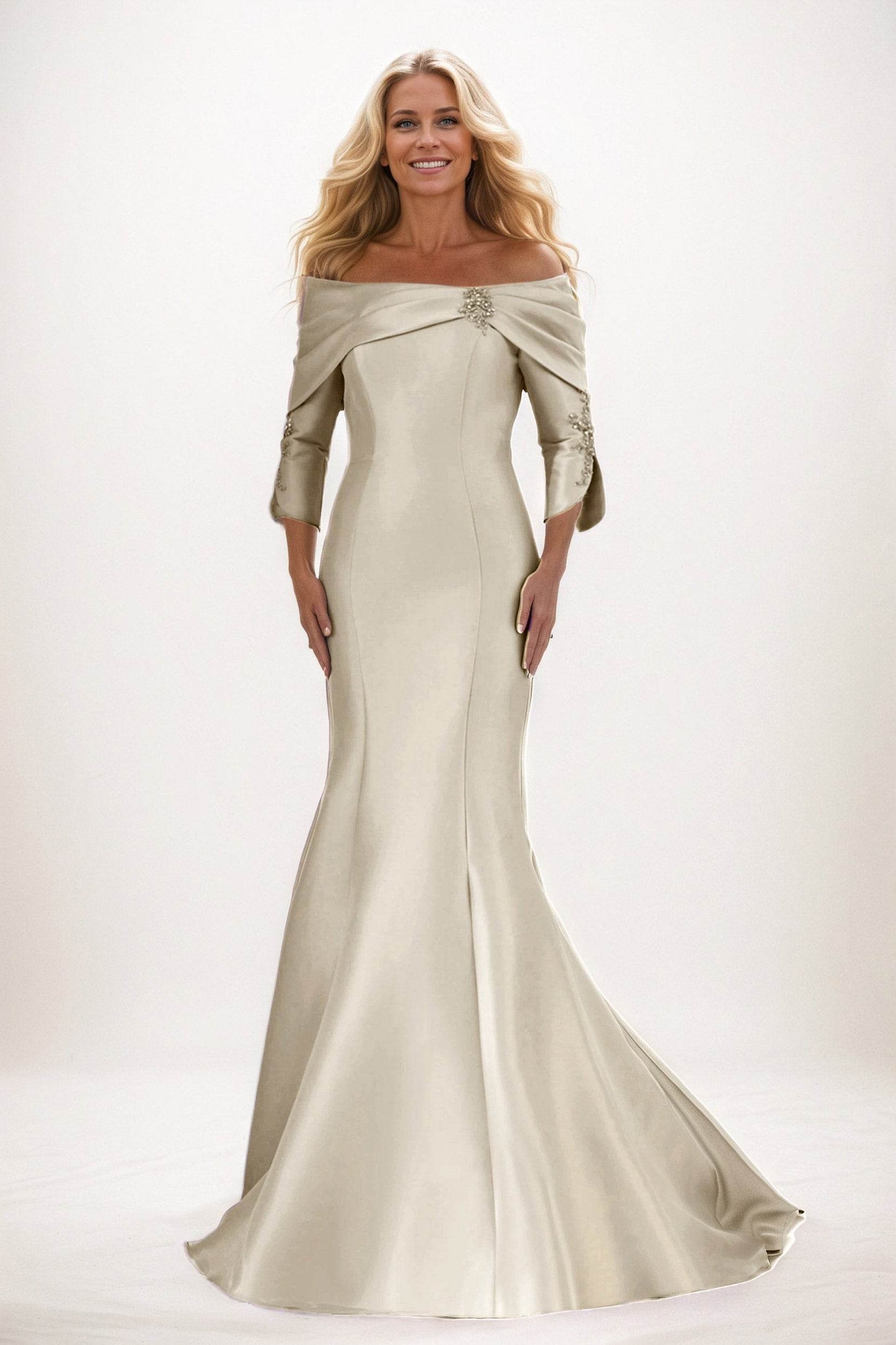 Trumpet-Mermaid Maxi Satin Mother of the Bride Dresses CM0381 - COCOMELODY