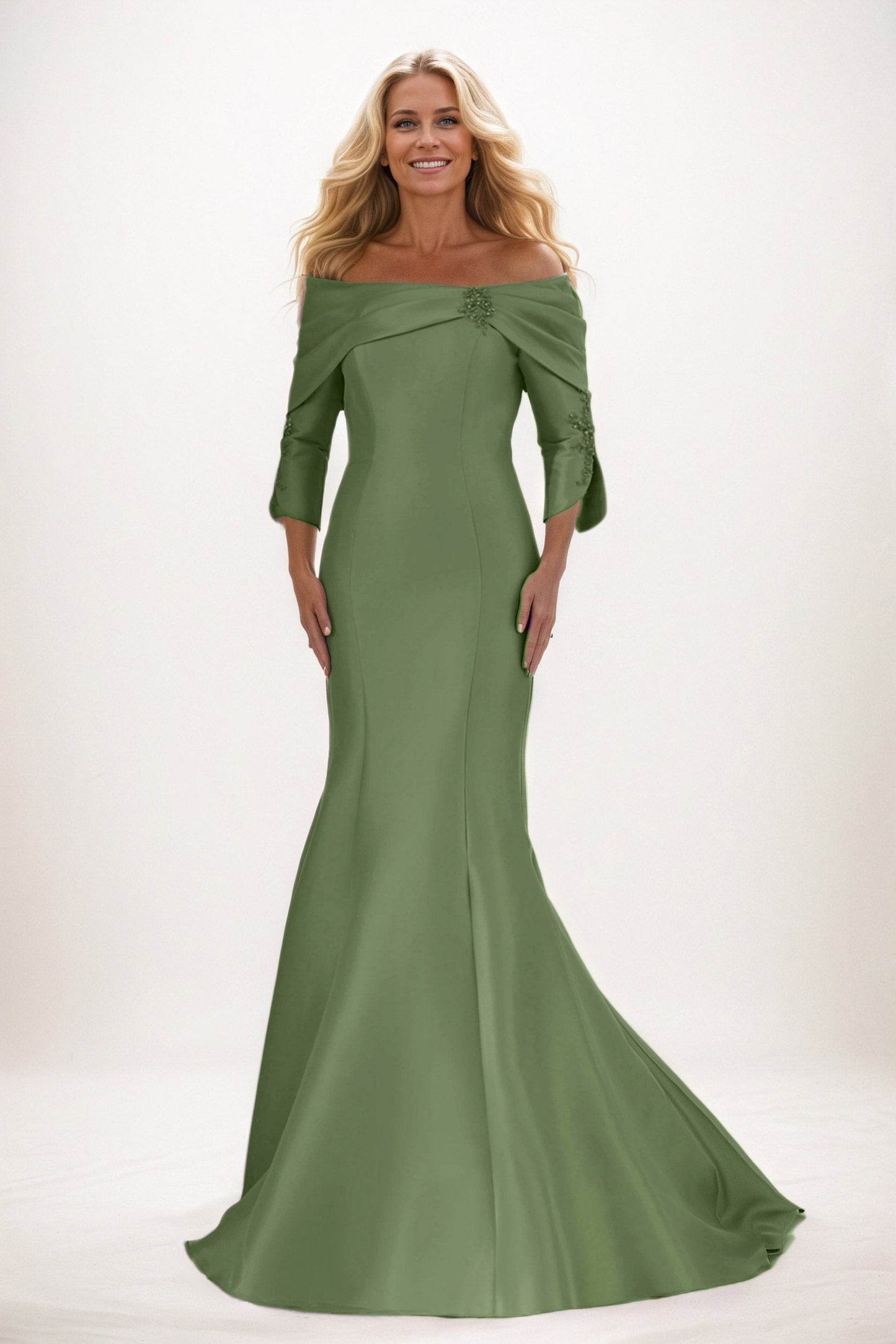 Trumpet-Mermaid Maxi Satin Mother of the Bride Dresses CM0381 - COCOMELODY