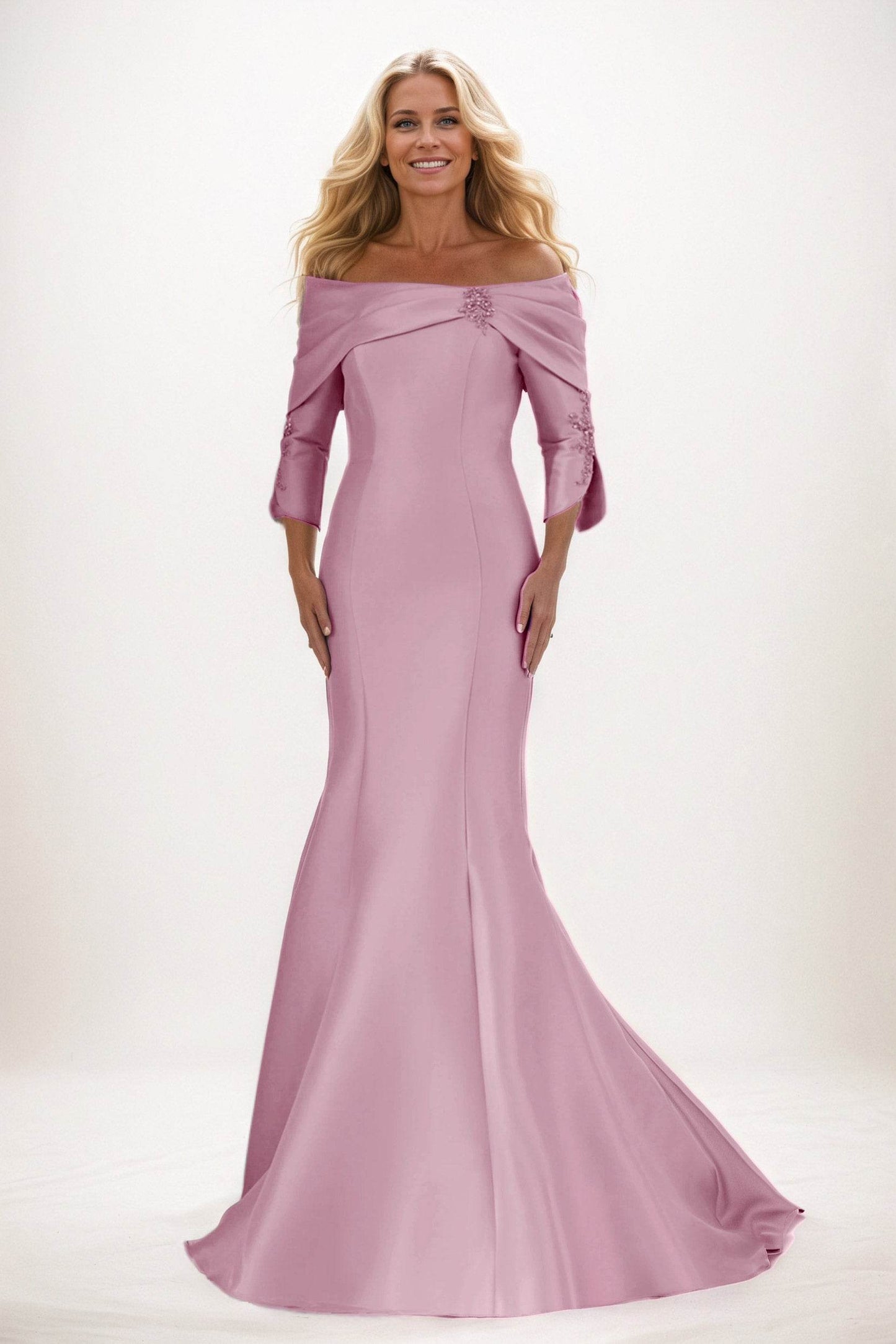 Trumpet-Mermaid Maxi Satin Mother of the Bride Dresses CM0381 - COCOMELODY