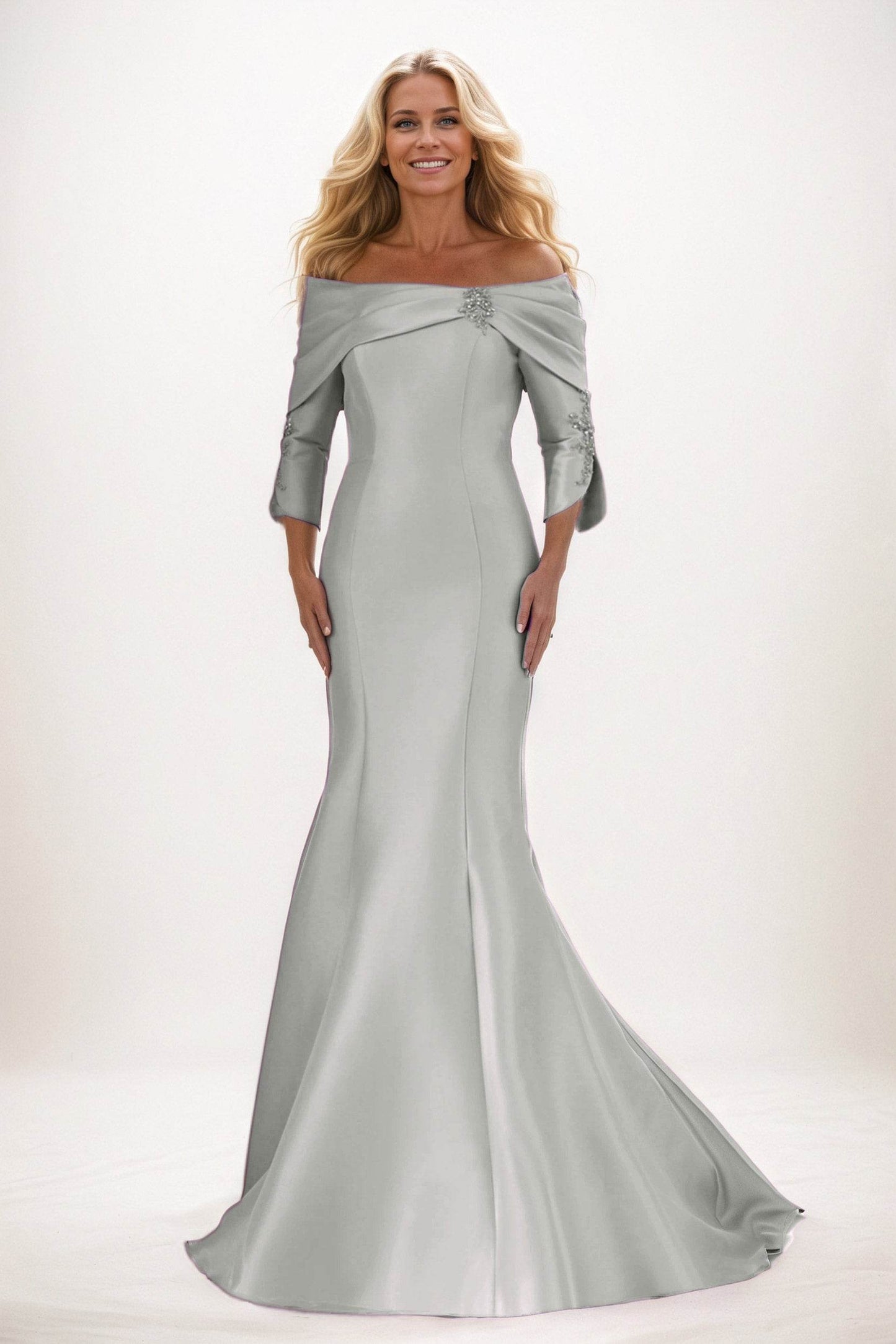 Trumpet-Mermaid Maxi Satin Mother of the Bride Dresses CM0381 - COCOMELODY