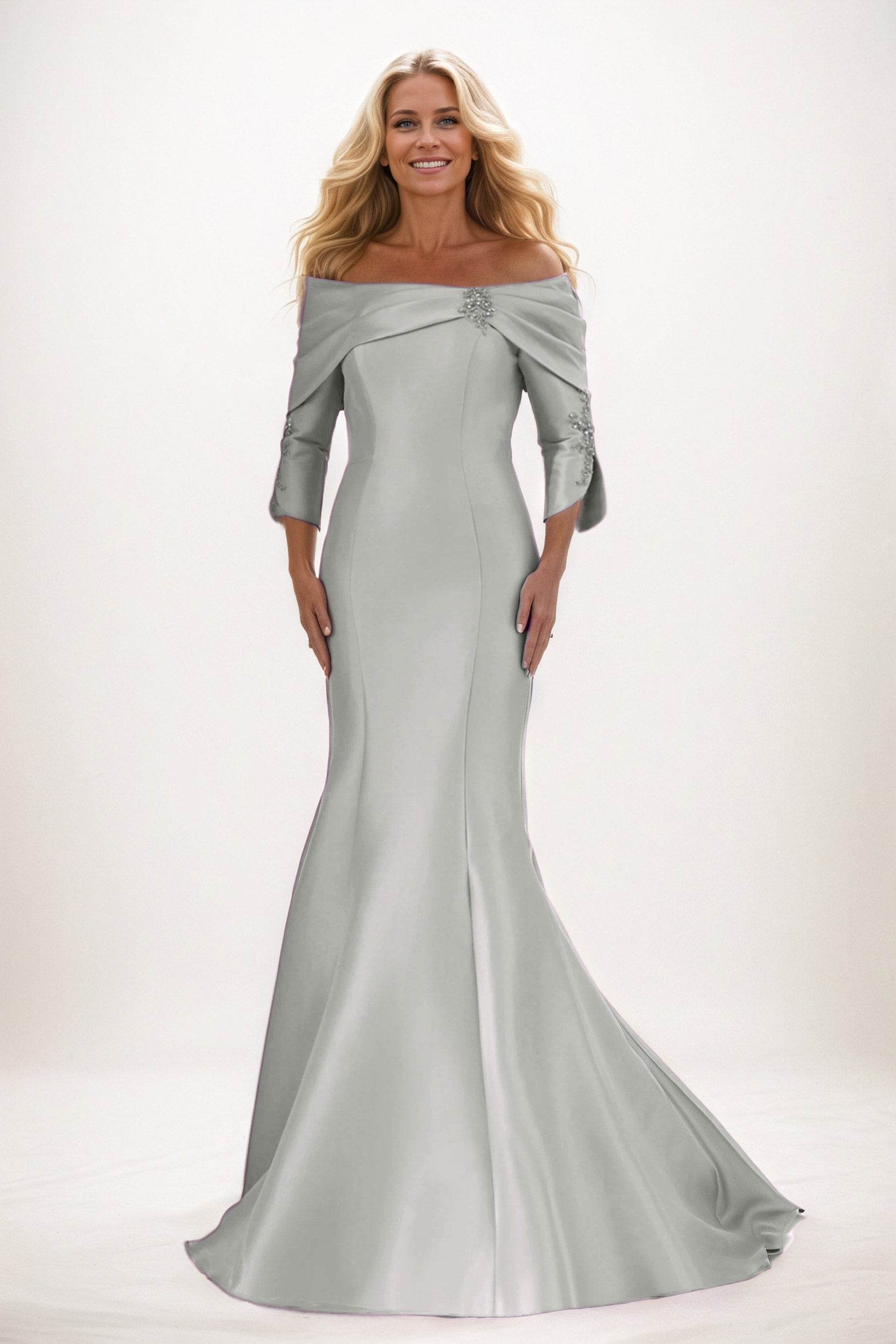 Trumpet-Mermaid Maxi Satin Mother of the Bride Dresses CM0381 - COCOMELODY