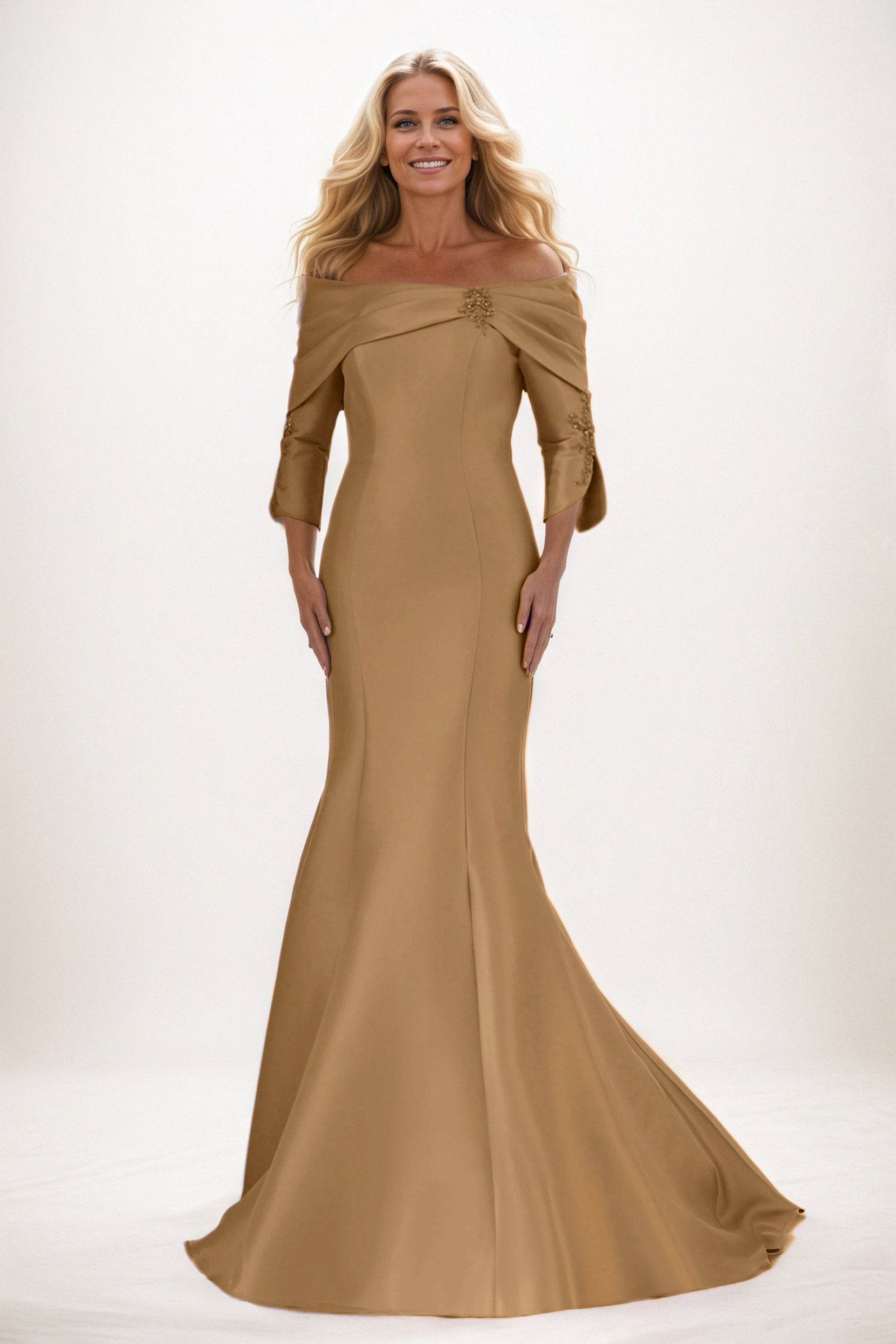Trumpet-Mermaid Maxi Satin Mother of the Bride Dresses CM0381 - COCOMELODY