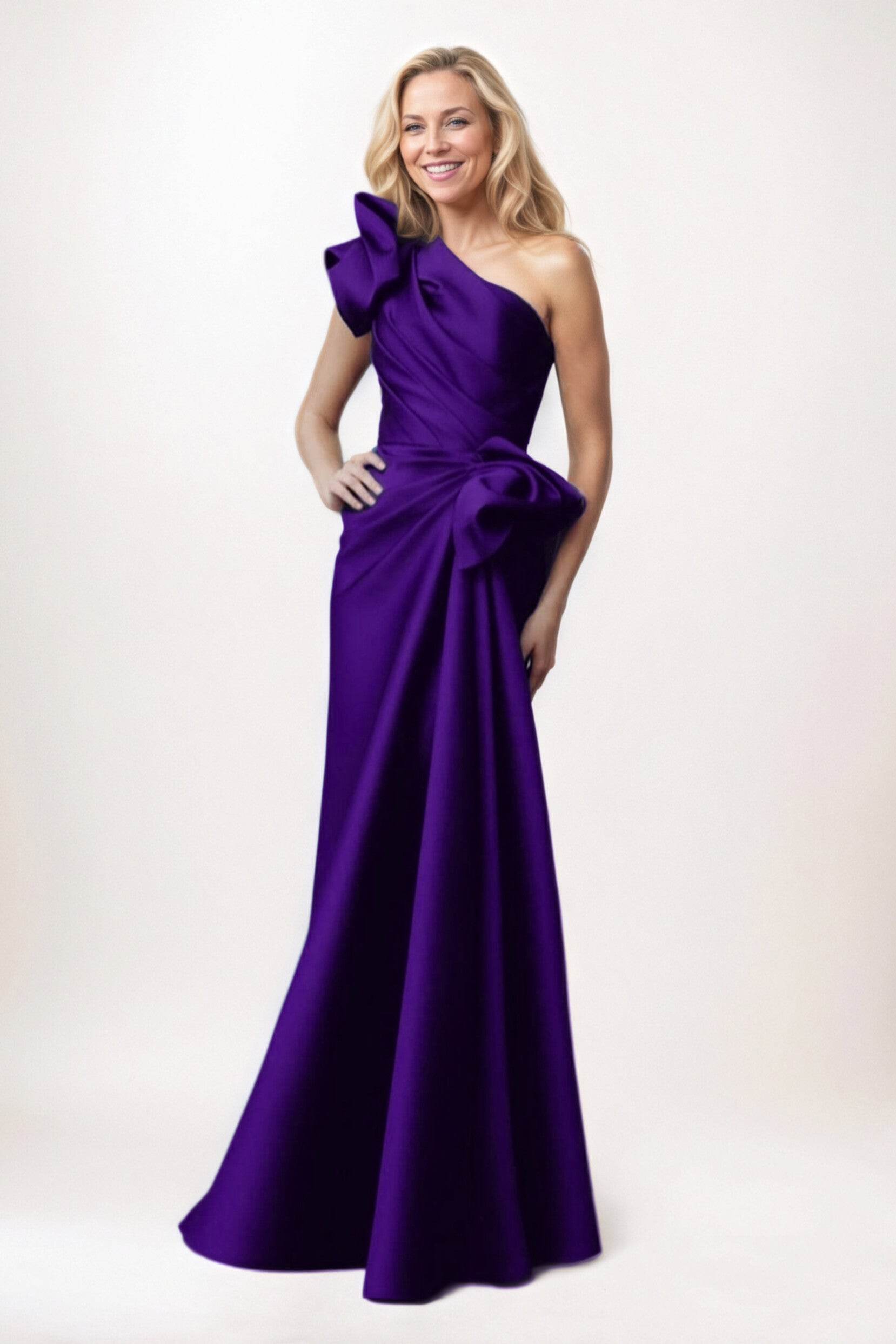 Sheath-Column Maxi Satin Mother of the Bride Dresses CM0383 - COCOMELODY