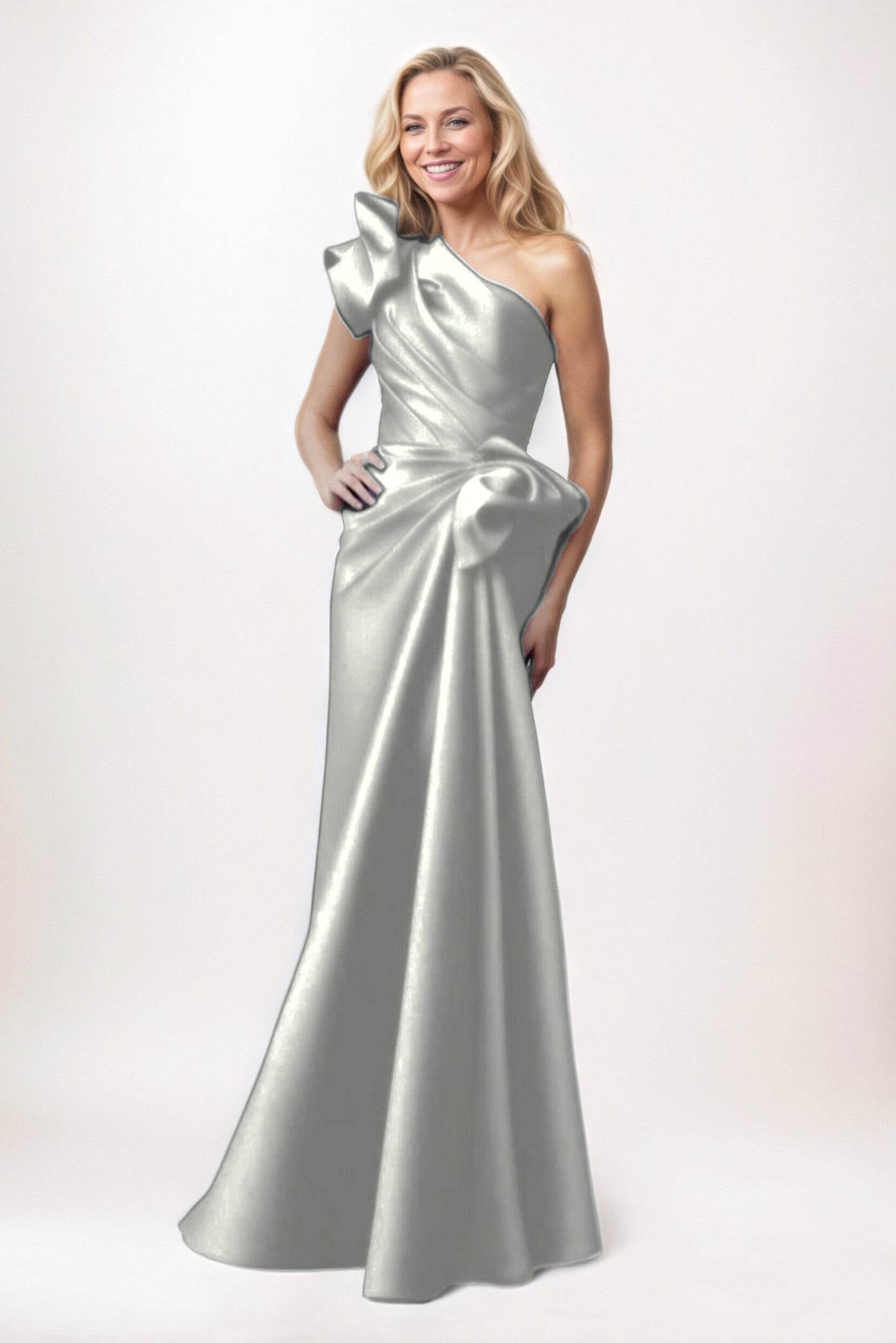 Sheath-Column Maxi Satin Mother of the Bride Dresses CM0383 - COCOMELODY