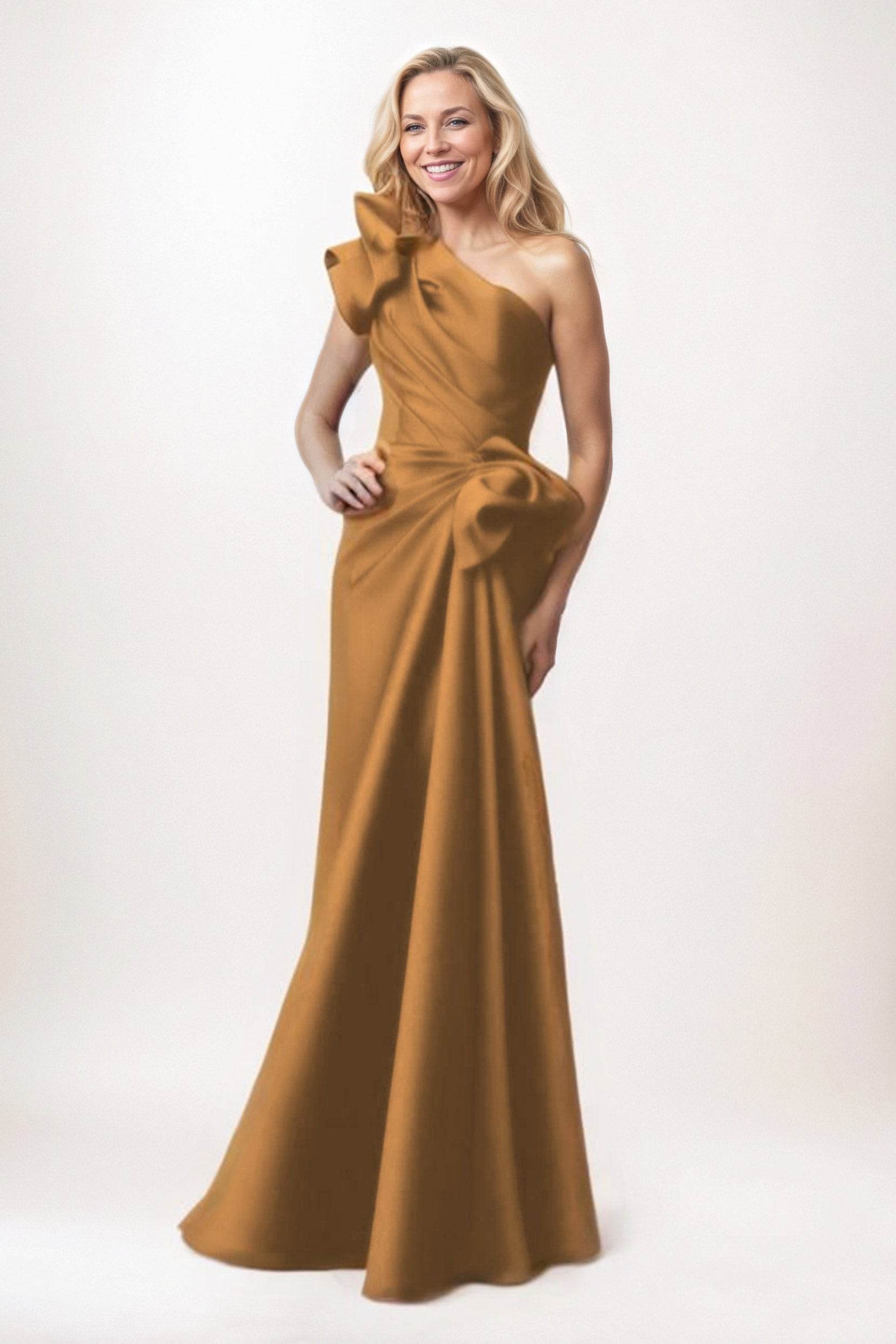 Sheath-Column Maxi Satin Mother of the Bride Dresses CM0383 - COCOMELODY