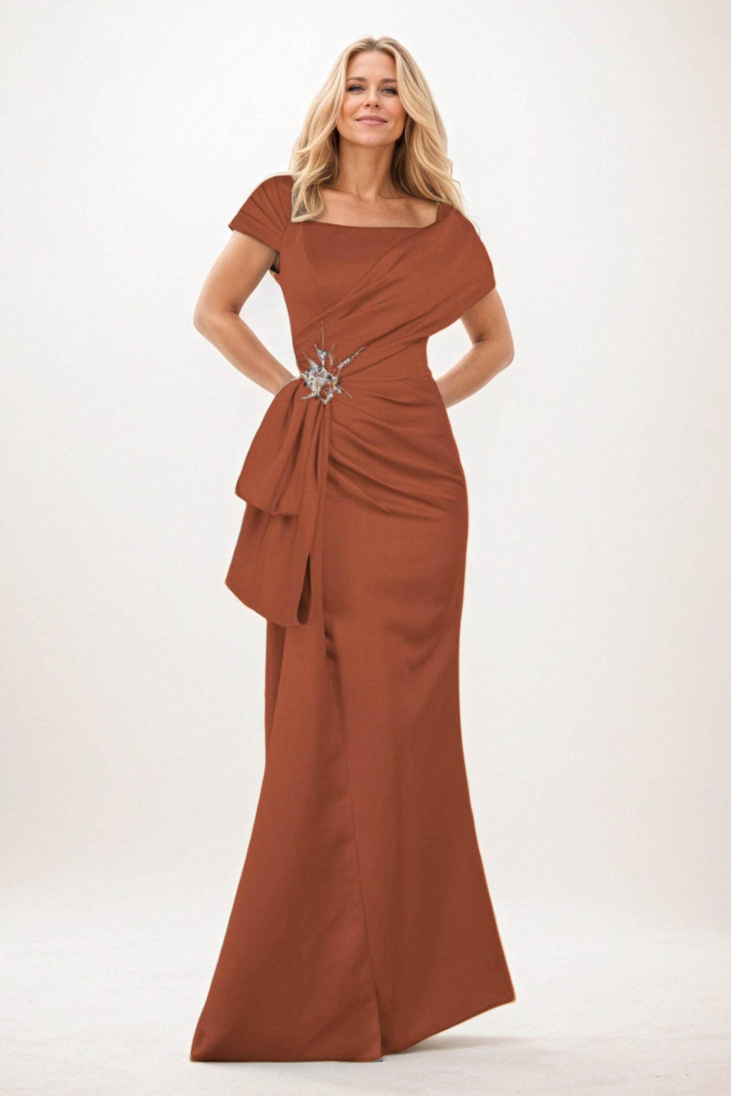 Trumpet-Mermaid Maxi Satin Mother of the Bride Dresses CM0385 - COCOMELODY