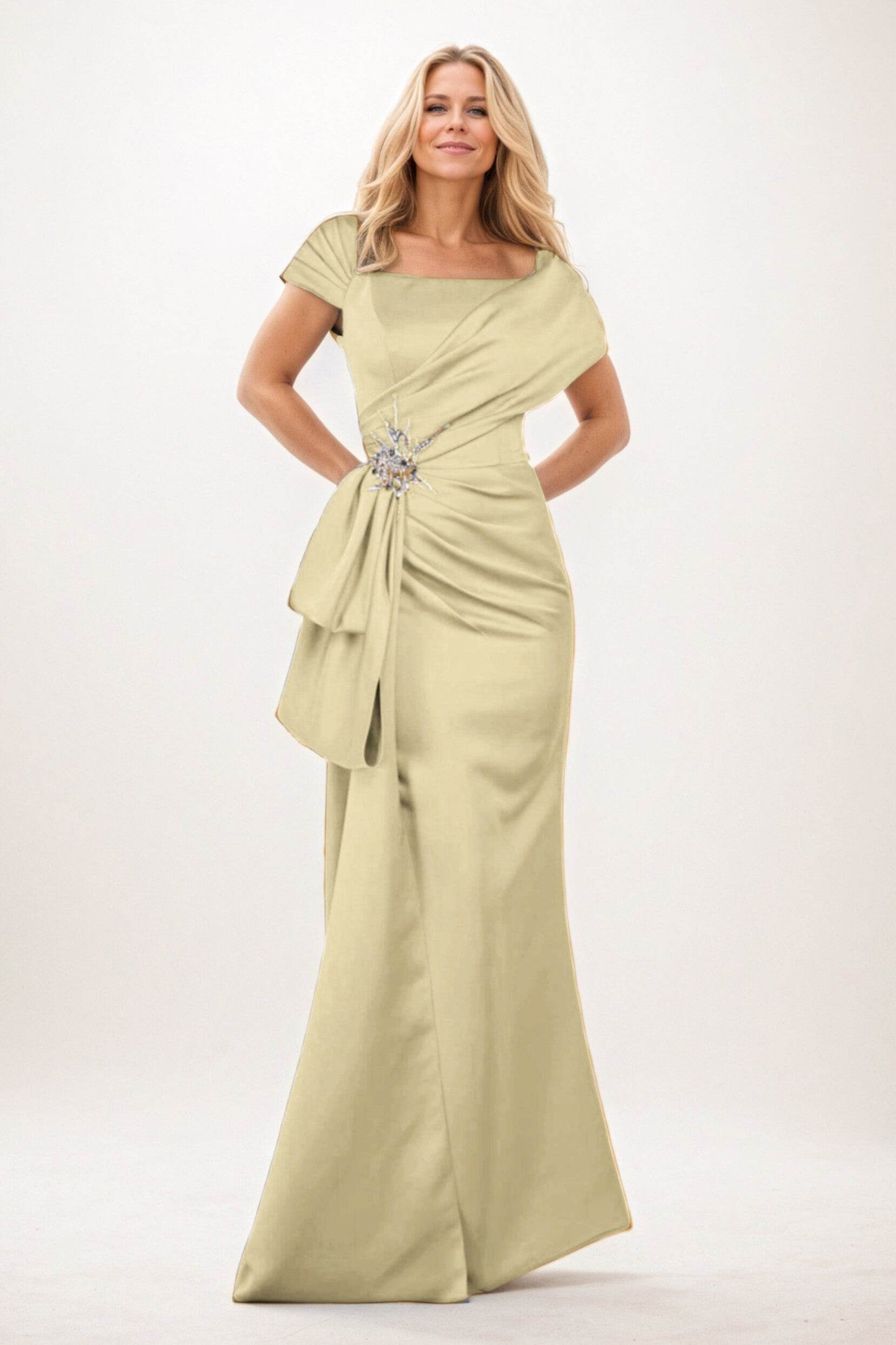 Trumpet-Mermaid Maxi Satin Mother of the Bride Dresses CM0385 - COCOMELODY