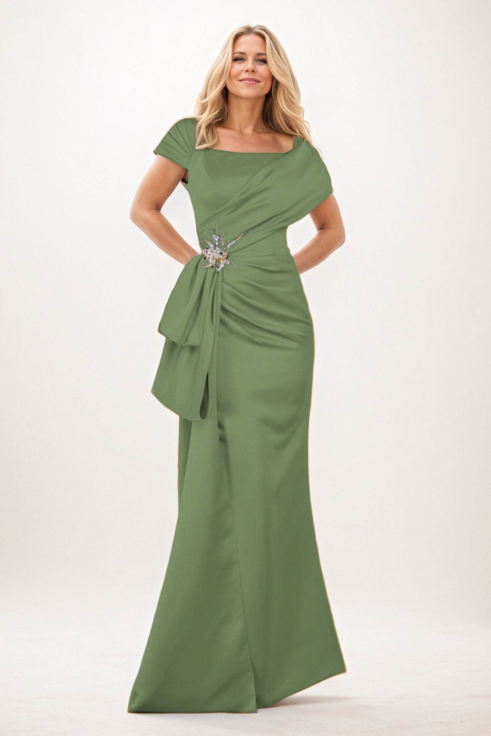 Trumpet-Mermaid Maxi Satin Mother of the Bride Dresses CM0385 - COCOMELODY