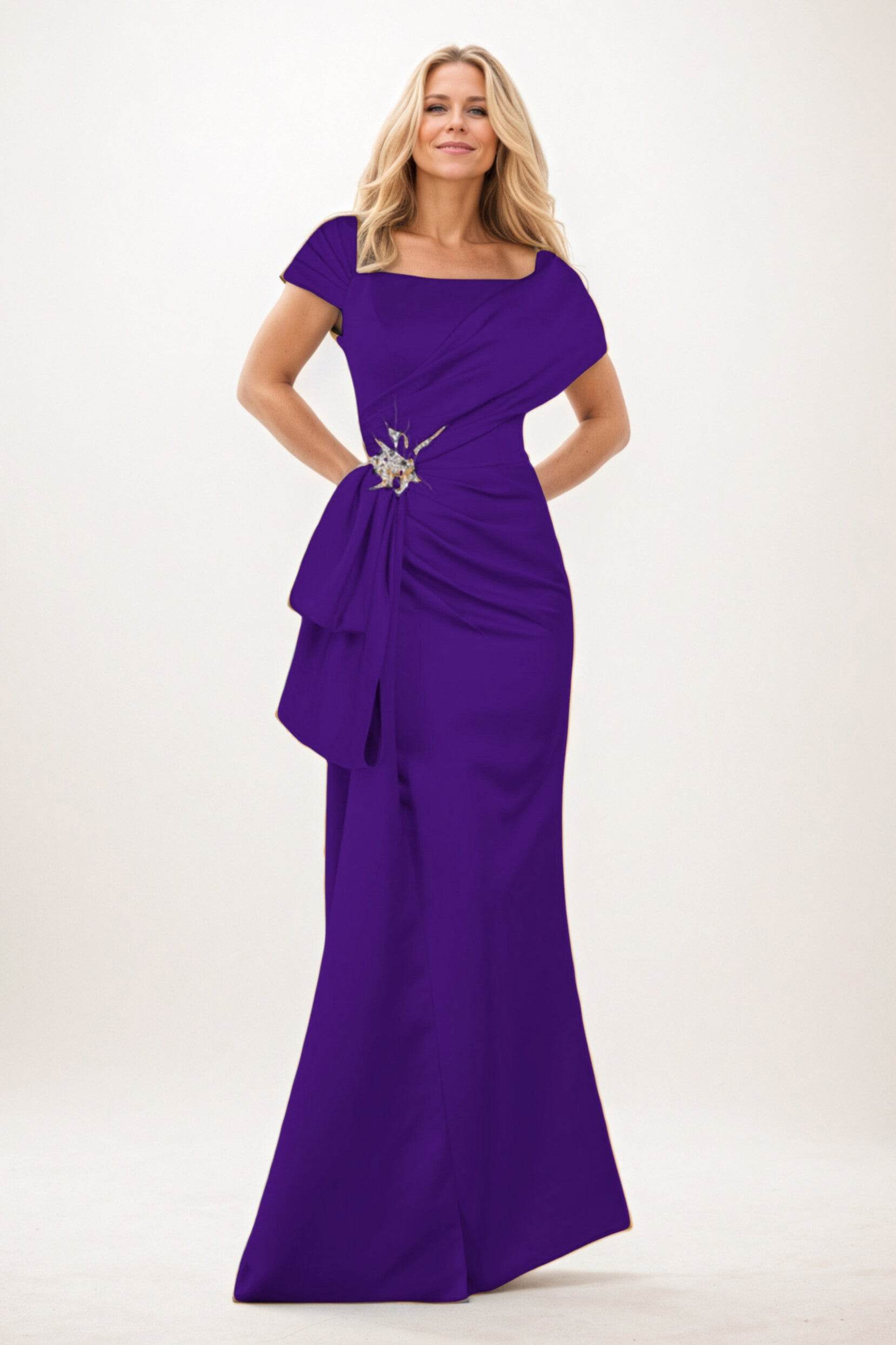 Trumpet-Mermaid Maxi Satin Mother of the Bride Dresses CM0385 - COCOMELODY